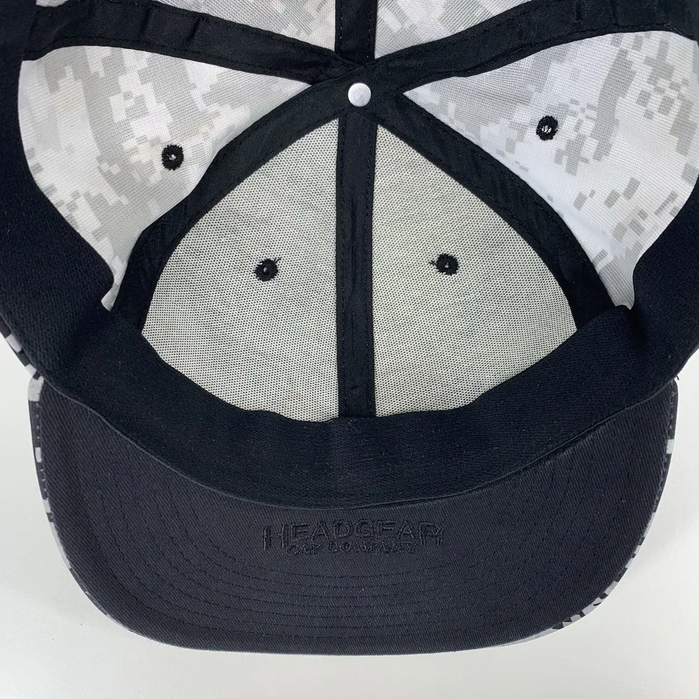 Blank Digital Camo Hat Black Gray Headgear Med Fitted 7 1/8 - 7 3/8 Baseball Cap